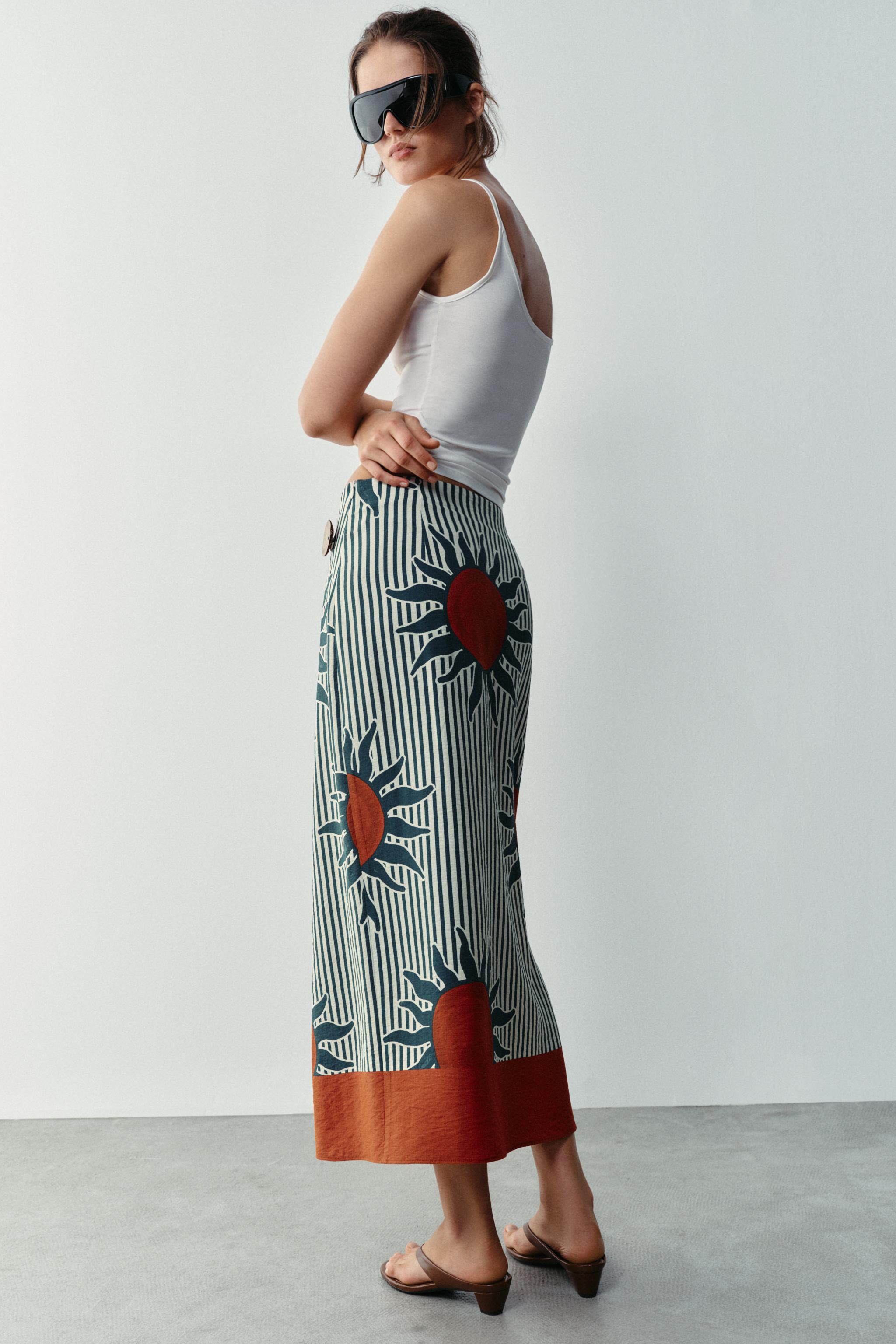 PRINTED MIDI SARONG SKIRT